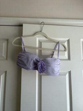 Lilly Pulitzer Lavender Bandeau suit top with Floral Center